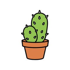 Cute cactus in flower pot vector illustration