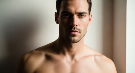 Fototapeta premium Cinematic Portrait of a Confident Man A Study in Light and Shadow