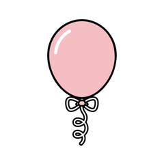 Pink balloon flat vector illustration