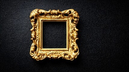 baroque. Ornate golden frame on dark velvet, showcasing intricate baroque details and luxurious texture. event programs, museum guides, designed for cultural heritage projects and event programs.