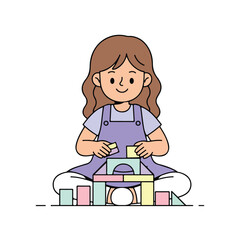 Girl sitting reading book vector