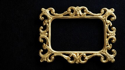 baroque. Ornate golden frame on dark velvet, showcasing intricate baroque details and luxurious texture. event programs, museum guides, designed for cultural heritage projects and event programs.
