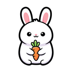  Bunny rabbit eating carrot vector