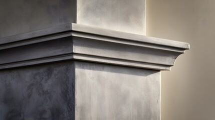 classical. Detailed view of a classical stone pillar with intricate textures and subtle shadows, highlighting architectural beauty. real-estate listings.