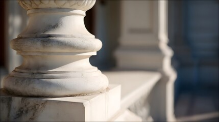 classical. Detailed view of a classical stone pillar with intricate textures and subtle shadows, highlighting architectural beauty. real-estate listings.