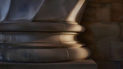 classical. Detailed view of a classical stone pillar with intricate textures and subtle shadows, highlighting architectural beauty. real-estate listings.