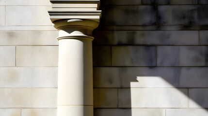 classical. Detailed view of a classical stone pillar with intricate textures and subtle shadows, highlighting architectural beauty. real-estate listings.