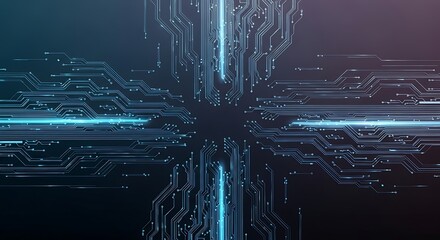 Abstract Blue Circuit Board Pattern with Glowing Lines and Nodes