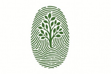 Fingerprint with tree symbol representing environmental identity and sustainability concept