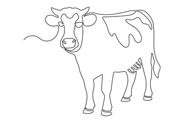 Minimalist cow continuous one line outline simple illustration