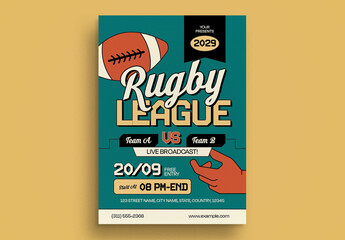 Green Retro Rugby League Flyer Layout