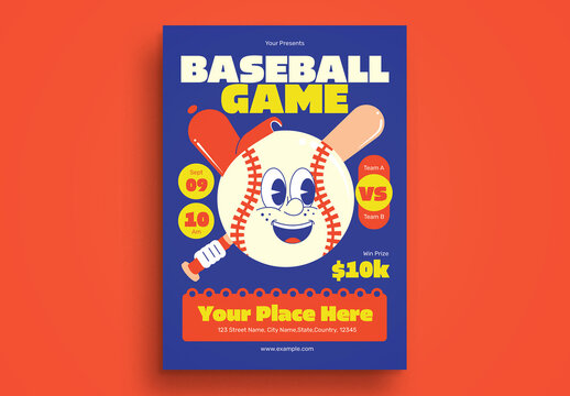 Blue Retro Baseball Flyer Layout