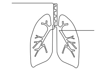 Continuous one line drawing human lungs abstract minimalist illustration