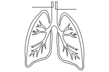 Continuous one line art of human lungs simple minimalist drawing