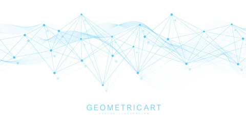 Global network connection website header or banner design. Abstract background with connecting dots and lines. Global business. Social network communication. Internet technology. Vector illustration