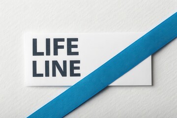 Minimalist graphic with blue stripe intersecting the words life line