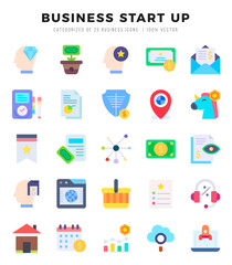Business Start Up Icon Pack 25 Vector Symbols for Web Design.