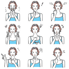 キャミソール姿の女性の表情いろいろ　ノーマル2