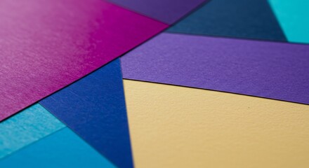 Colorful Abstract Paper Arrangement with Overlapping Geometric Shapes.