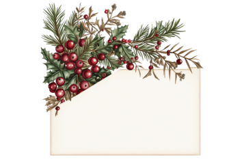 Simple Vintage Christmas Letter Envelope PNG Illustration Isolated on Transparent Background