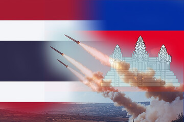 Military conflict between the powers of Thailand and Cambodia. Thailand vs Cambodia.