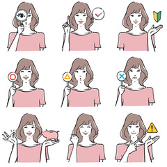 可愛い女性の表情いろいろ　ノーマル3