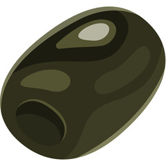 Stylized Olive With Green and Brown Tones Featuring a Smooth Texture and Oval Shape Against a Transparent Background