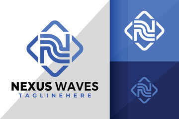 Letter N Waves Logo Icon Vector Design Illustration