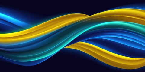 Abstract flowing lines in smooth depth of blue and yellow colours digital artwork background vibrant waves fluid motion contemporary design