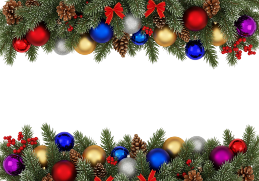 3d christmas border with stylish decorations on transparent background
 - Powered by Adobe