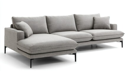 Light gray sectional sofa with chaise lounge (1)
