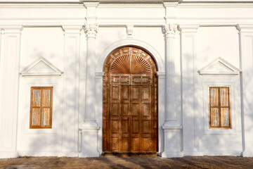 old wooden door in church