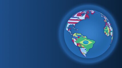 Seamless Loop World Map Flags Global Rotation Background. - Powered by Adobe