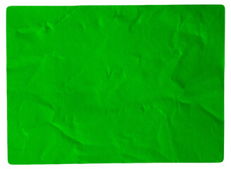 Green adhesive glued wrinkled paper sticker label with transparent background cut out design element