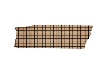 Ripped torn paper adhesive grid pattern washi tape on transparent background
