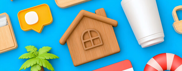 Eco friendly home items, tropical elements, and summer vibes create vibrant atmosphere