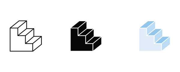 Isometric stairs icon set vector on white background. 