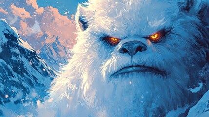 Obraz premium A banner illustration featuring a large, furry Yeti character.