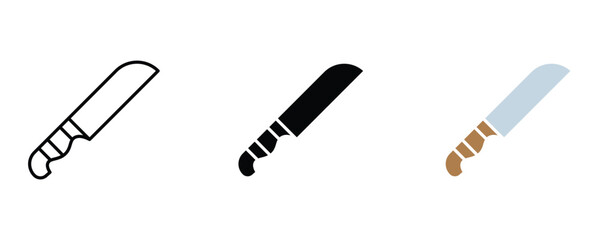 Machete icon set vector on white background.  knife, blade, tool, cut, chop, symbol.