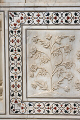 detail of a wall in taj mahal in agra india