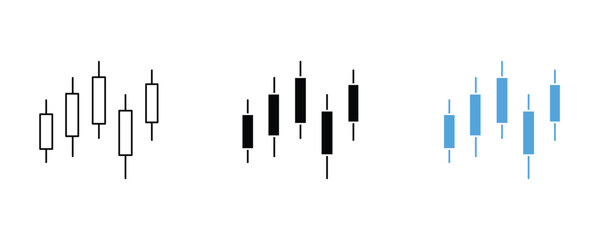 Candlestick chart icon set vector on white background. trading, business, diagram, graph, symbol.