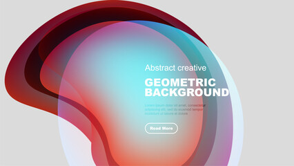 Abstract layers create dynamic visual effect. Bright colors blend, forming fluid shapes. Modern design for backgrounds, presentations.