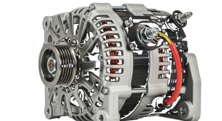 Automotive Alternator Generator Close Up Detail car part isolated on a transparent background