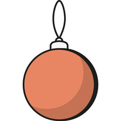 Obraz premium Orange Christmas Bauble, Vector Icon Illustration