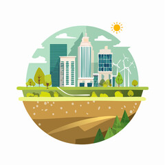 Obraz premium Sustainable Cityscape with Green Energy and Infrastructure.