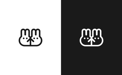 Obraz premium Minimalist rabbit logo design in black and white suitable for branding
