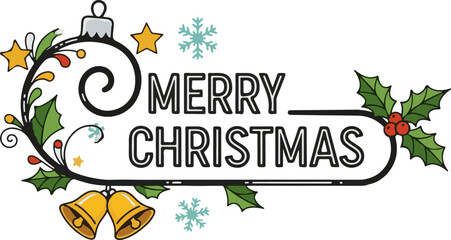 Abstract Vector “Merry Christmas” with Love Ornament