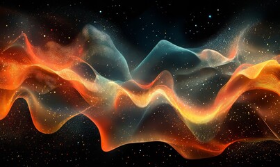 Abstract background with digital waves and particles, symbolizing futuristic design and creative digital art. A mesmerizing visual capturing the essence of innovation and technology, Generative AI