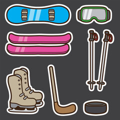 set of winter sport good for sticker, badge, element design, print design, etc