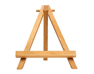 Wooden artist easel for painting or display on a transparent background